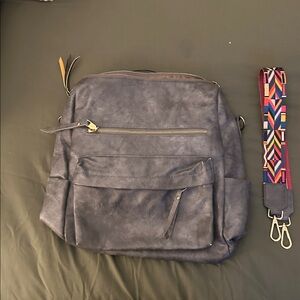 She & She Clothing Charcoal Leather Backpack